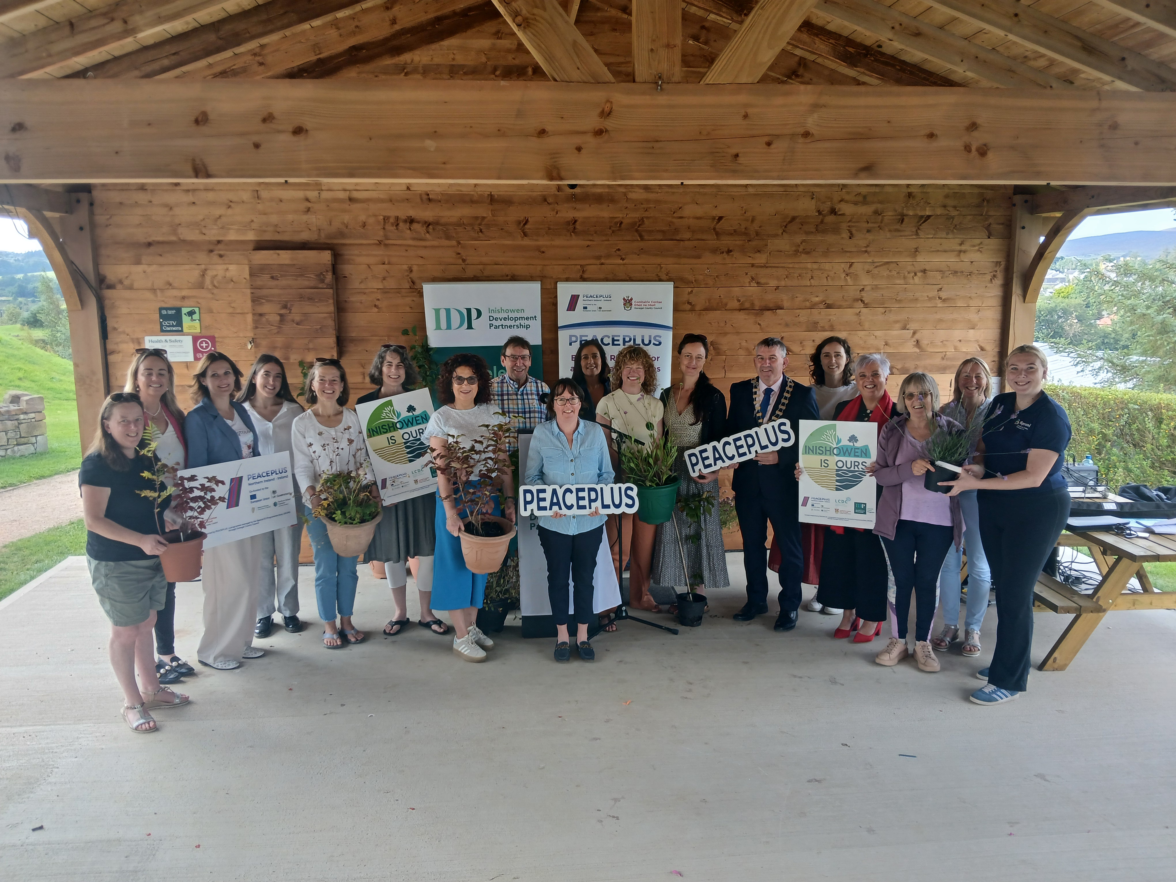 Pictured at the launch of "Inishowen is Ours" Climate and Biodiversity Project in Carndonagh with €80,000 PEACEPLUS Funding