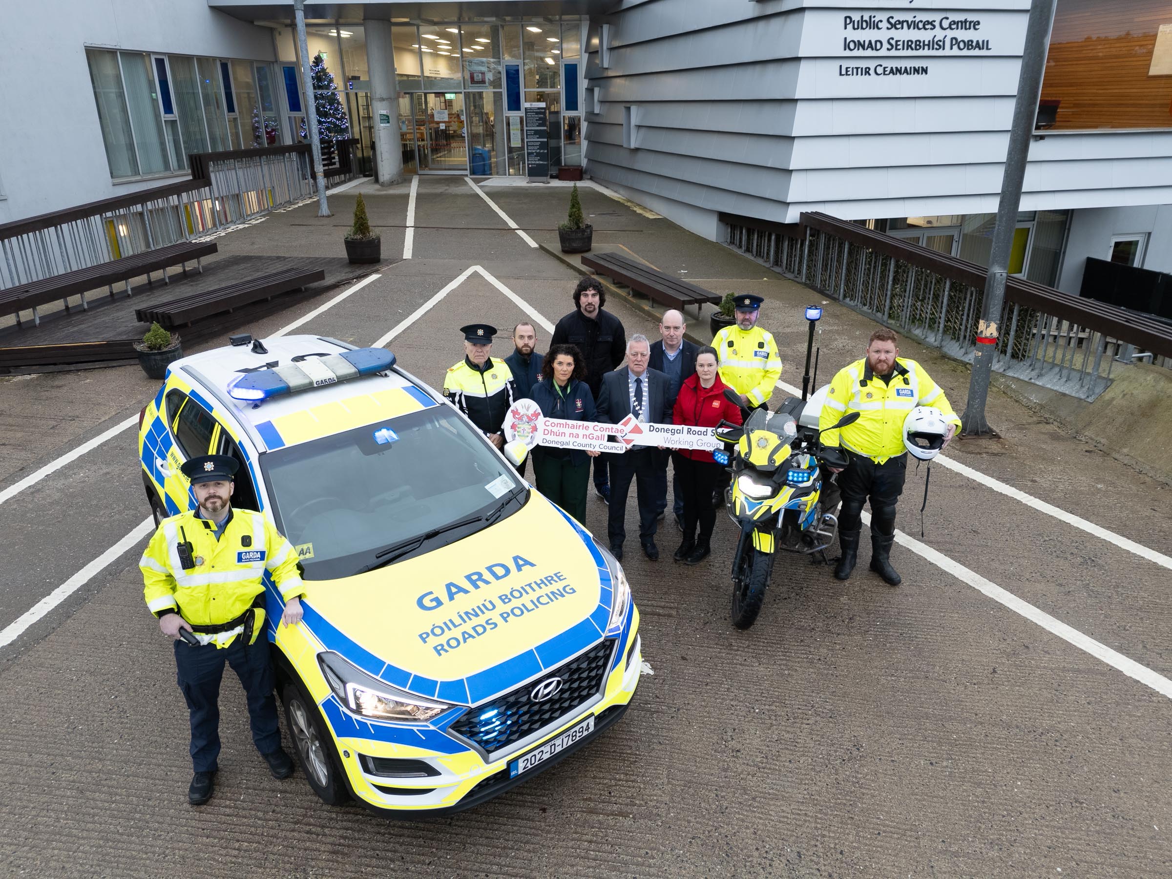 Members of the Donegal Road Safety Working Group, Donegal County Council and An Garda Síochána Launch the Annual Christmas Road Safety message