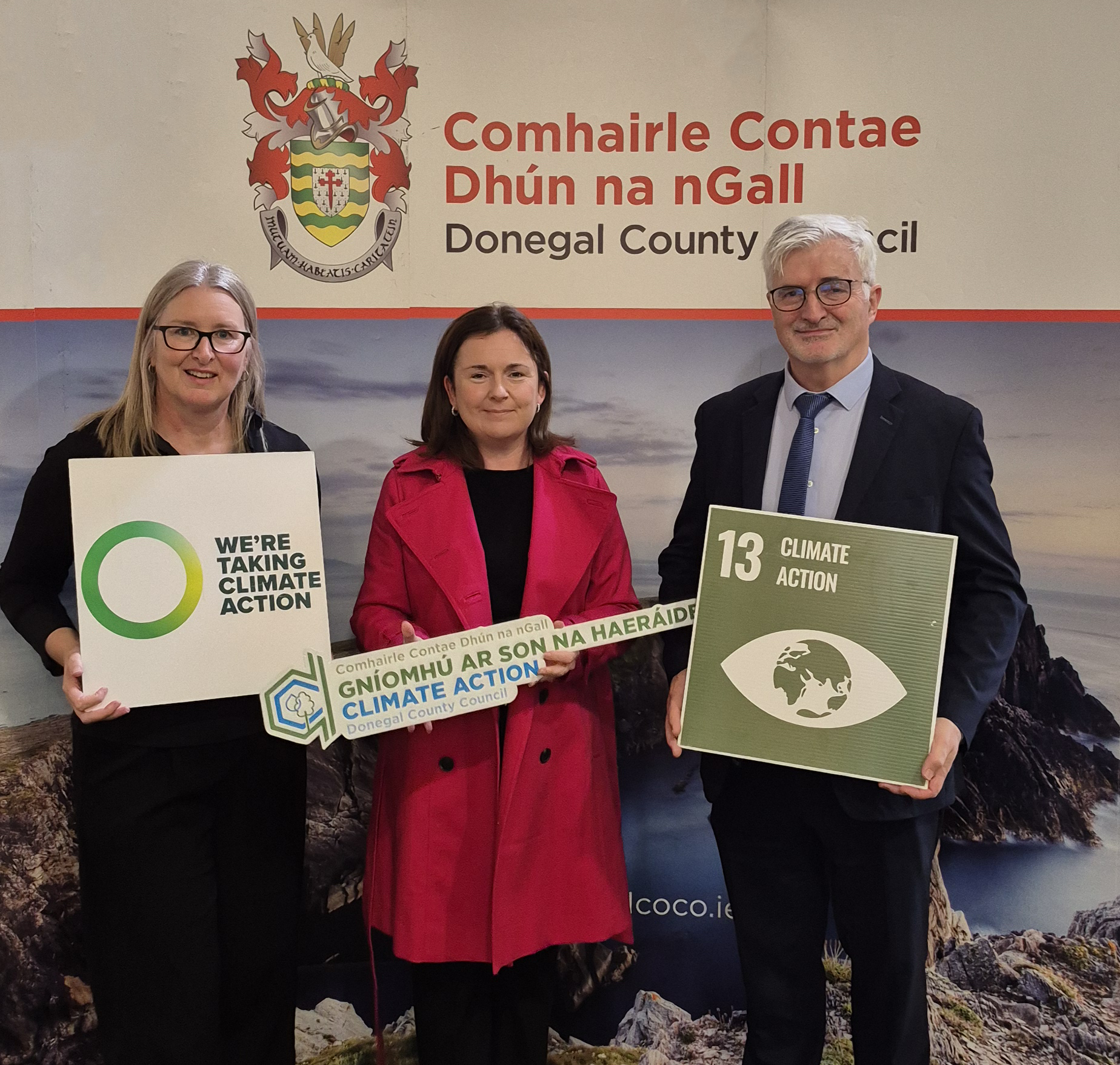 Pictured at the launch of Climate Action Week in County House, Lifford, L-R: Fiona Kelly, Community Climate Action Officer, Donegal County Council; Lorraine Arbuckle, Climate Action Coordinator, Donegal County Council; John G. McLaughlin, Chief Executive Donegal County Council.