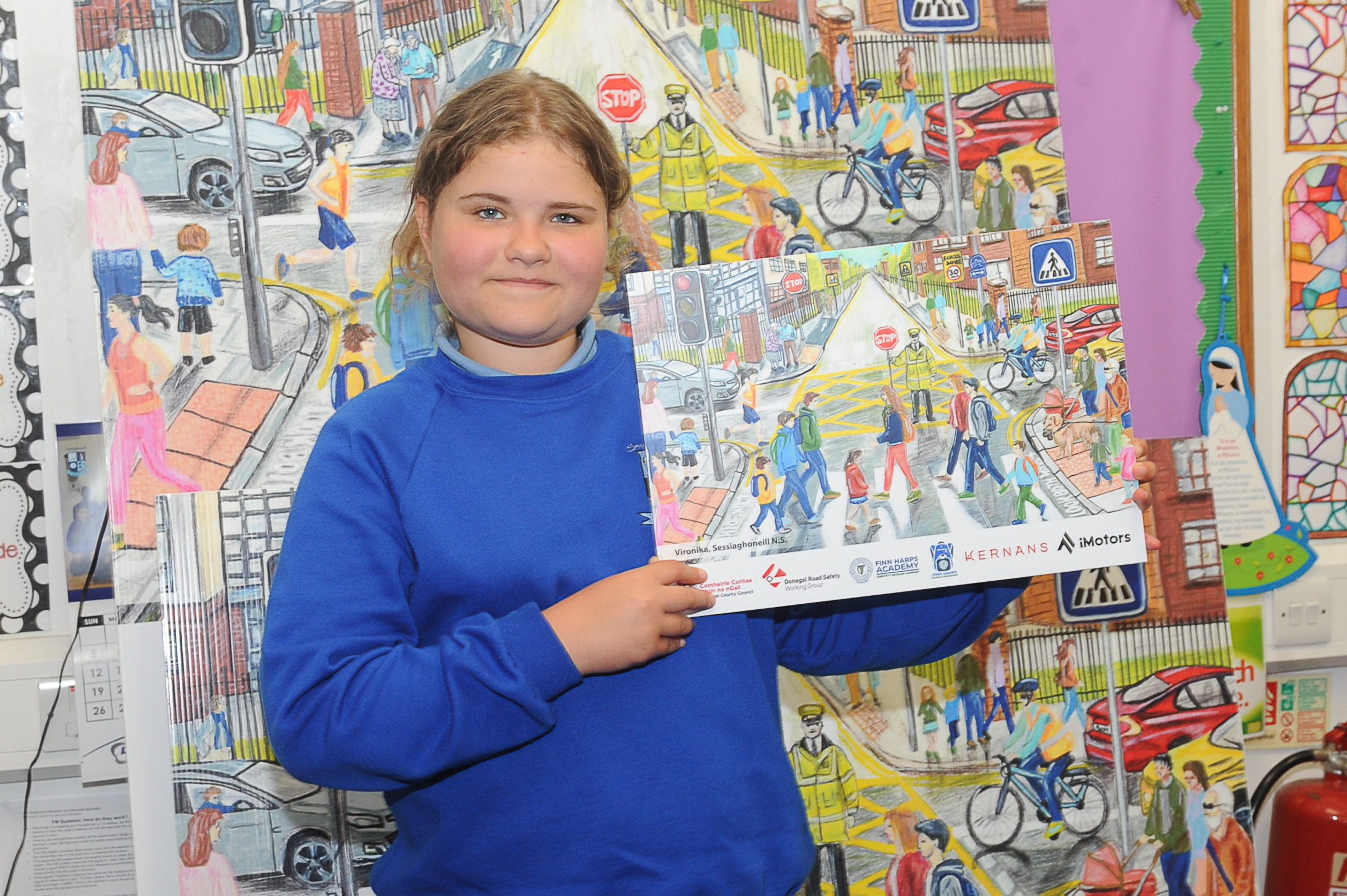 Vironika Shpyl from Sessiaghoneill NS Ballybofey, who was the overall winner in the Road Safety Art Competition held by Donegal County Council, Donegal Road Safety Working Group and Finn Harps Football Club. Photo by Gerard McHugh Photography