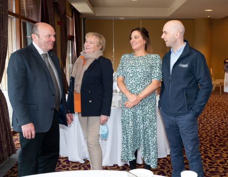 Garry Martin, Director of Service, speaking to Pauline Sweeney, Donegal Airport, Sarah Nolan, Tourism Officer, DCC and Henry Doohan, Donegal Tour Guide.
