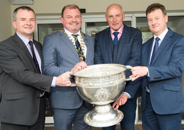 Liam Ward, Donegal County Council, Cllr Ciaran Brogan, Cathaoirleach, Anthony Molloy and Seamus Neely, CE, Donegal County Council at the Civic Reception on Tuesday night.