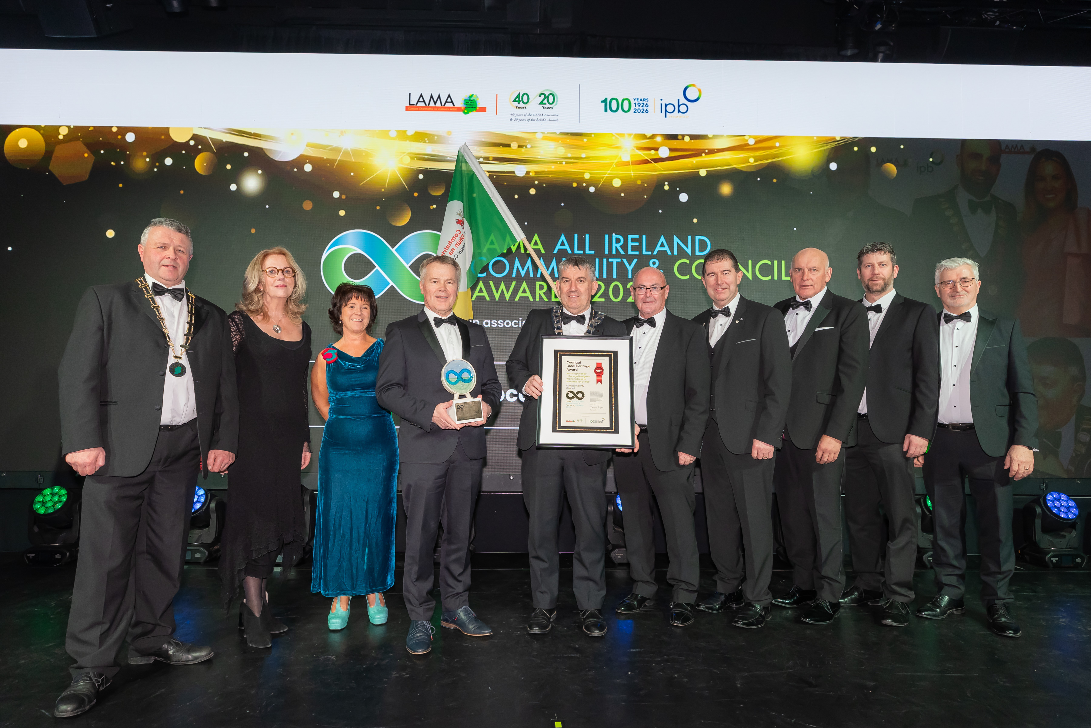 Presented with the Ceangal Local Heritage Award at the Local Authority Members’ Association (LAMA) All-Ireland Community & Council Awards in the Dublin Royal Convention Centre on Saturday, February 28
