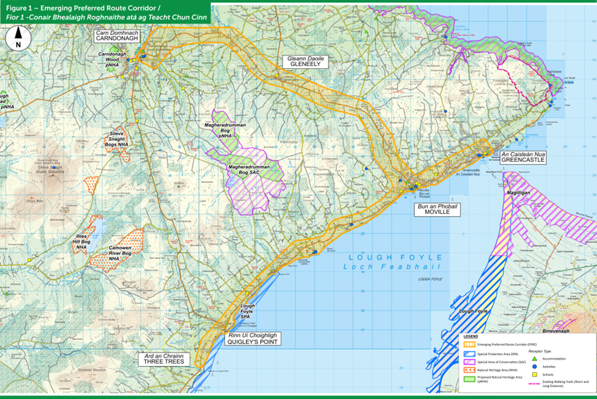 Three Trees to Carndonagh Greenway: Emerging Preferred Route Corridor