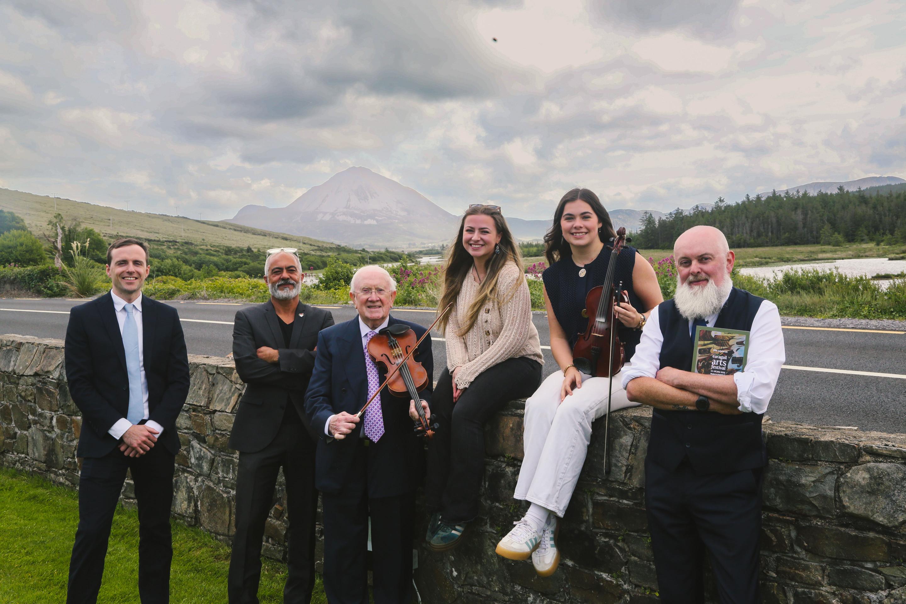 Pat the Cope Gallagher TD with attendees at the Launch of the 38th Earagail Arts Festival