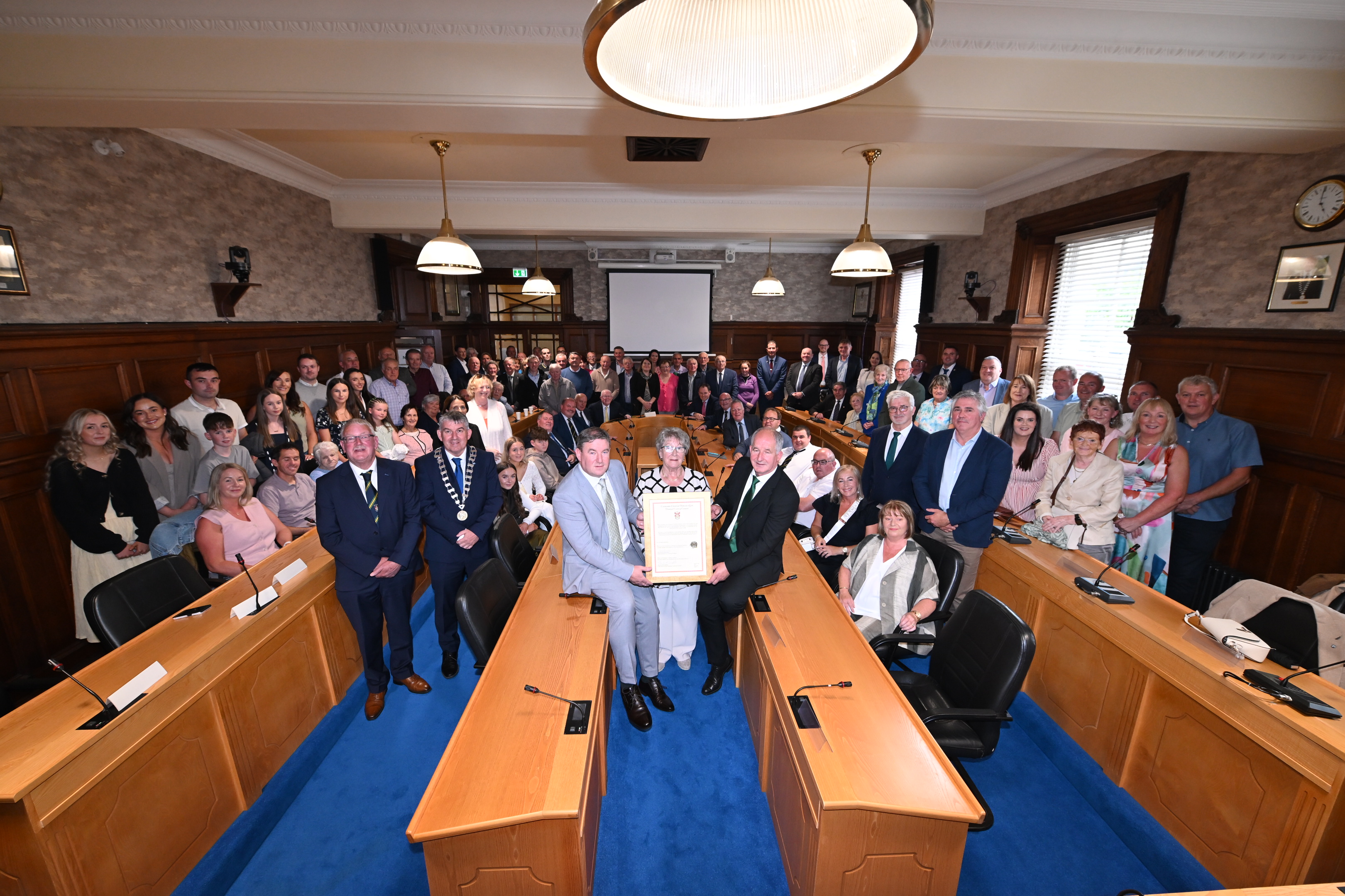 Attendees at the Civic Reception in the Council Chamber, County House, Lifford